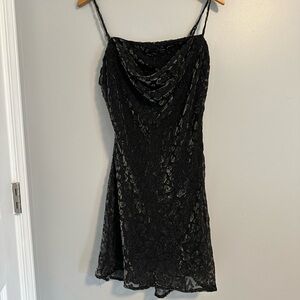 Astr Black (dark green hue) Textured Mini Dress Leopard Large